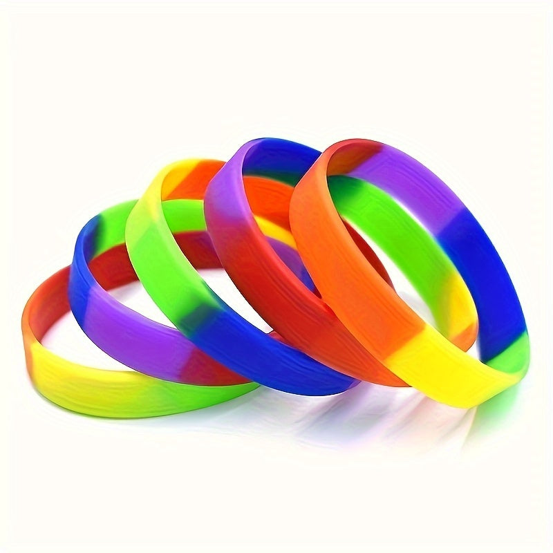5 Pcs Silicone Bracelet Stretch Wristband for Adults Teens