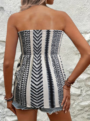 Geometric Print Tube Top Sleeveless Casual Summer Top