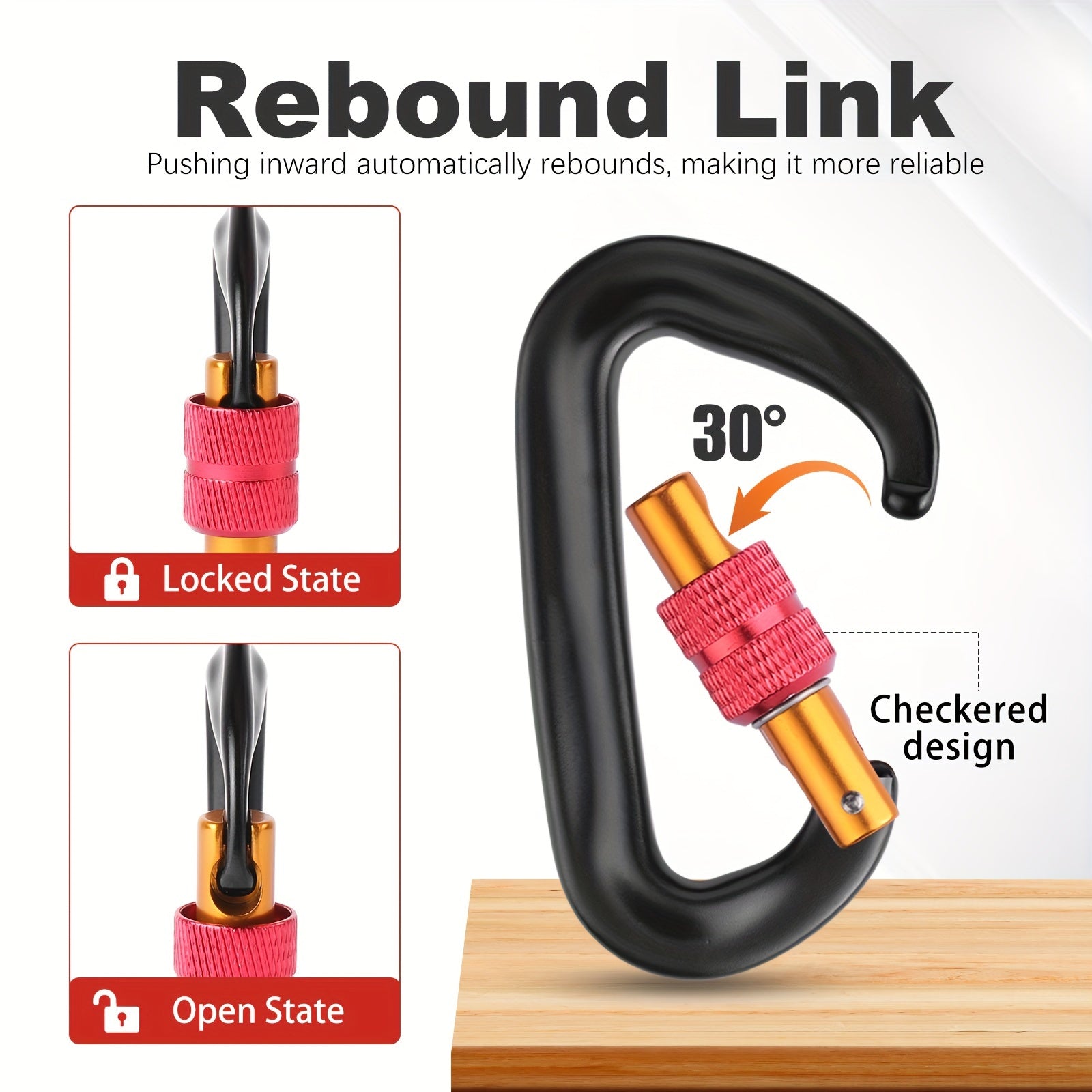 12KN Heavy Duty Carabiner Clip for Outdoor Hiking Camping