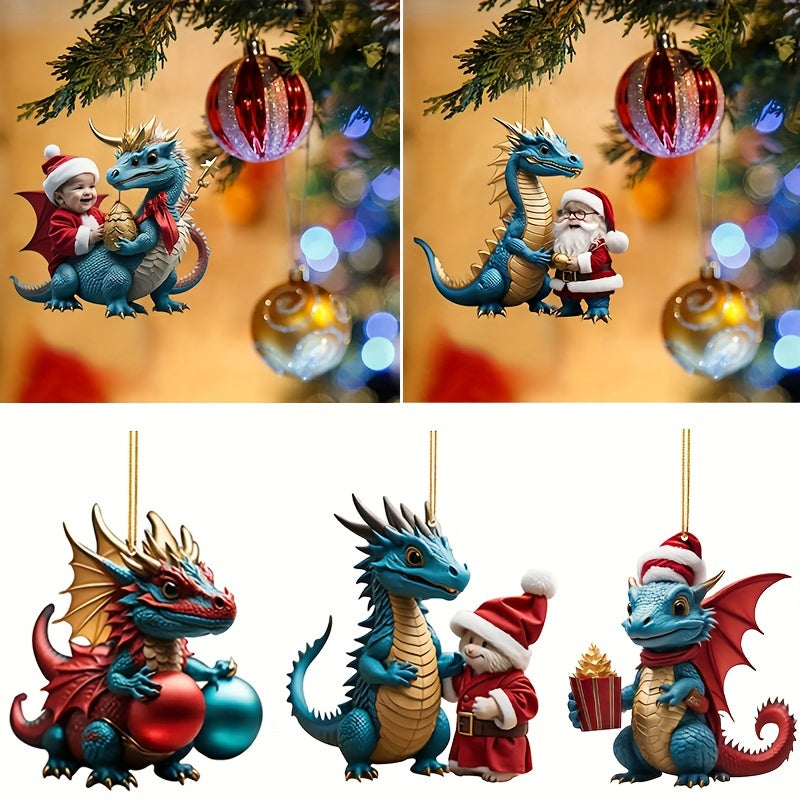 Christmas Dragon Acrylic Pendant Art Deco Car Pendant Backpack Decoration