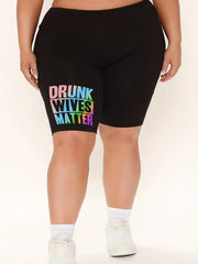 Women's Graphic Print High Rise Skinny Fitness Shorts