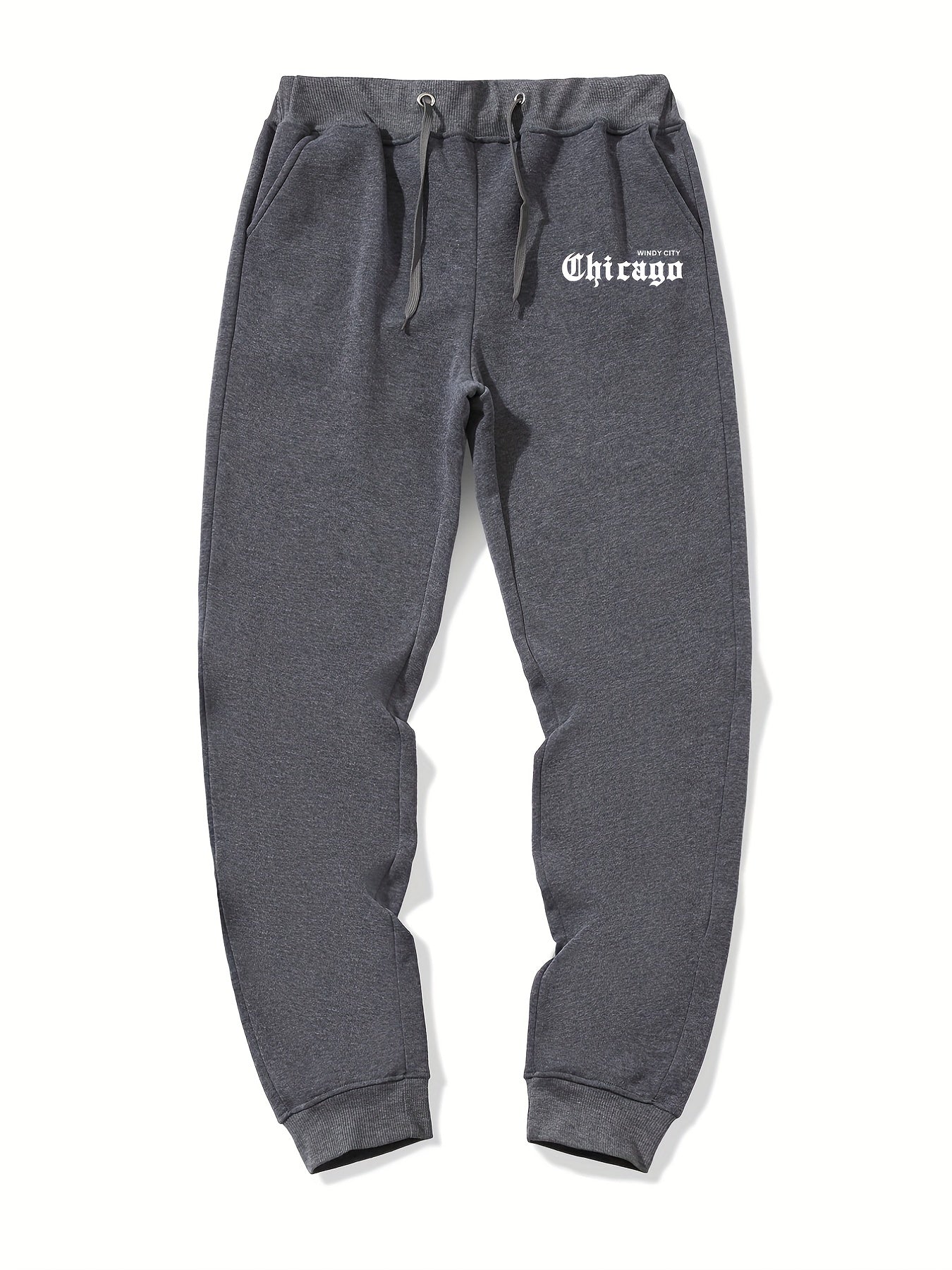 Chicago Letter Print Casual Joggers Men's Sweatpants