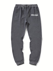 Chicago Letter Print Casual Joggers Men's Sweatpants