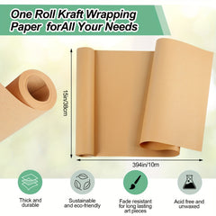 Brown Kraft Paper Roll 38" x 1016" - Packing, Gift Wrapping, Wall Art