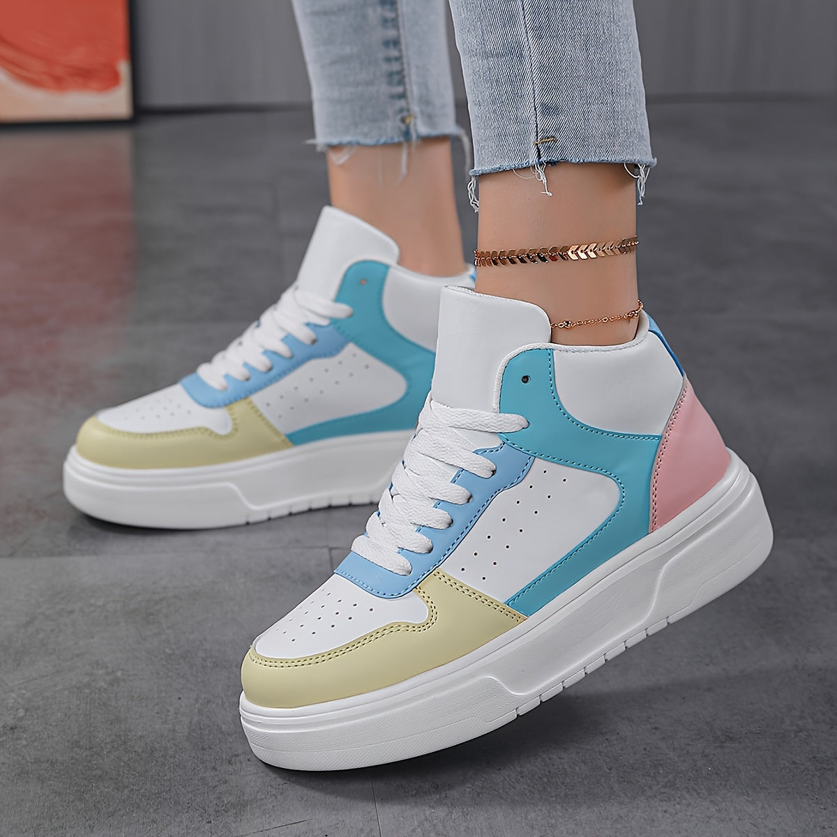 Women's High Top Skate Shoes Wear Resistance Non Slip Chunky Sneakers