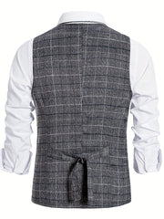 Plaid Double Breasted Men's Retro Suit Vest