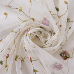 Pastoral Beige Embroidered Sheer Curtain