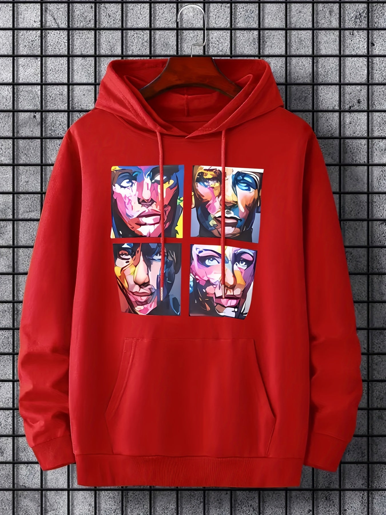 Faces Print Hoodie For Men