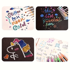 24 Metallic Glitter & Watercolor Pens for Crafts & Painting