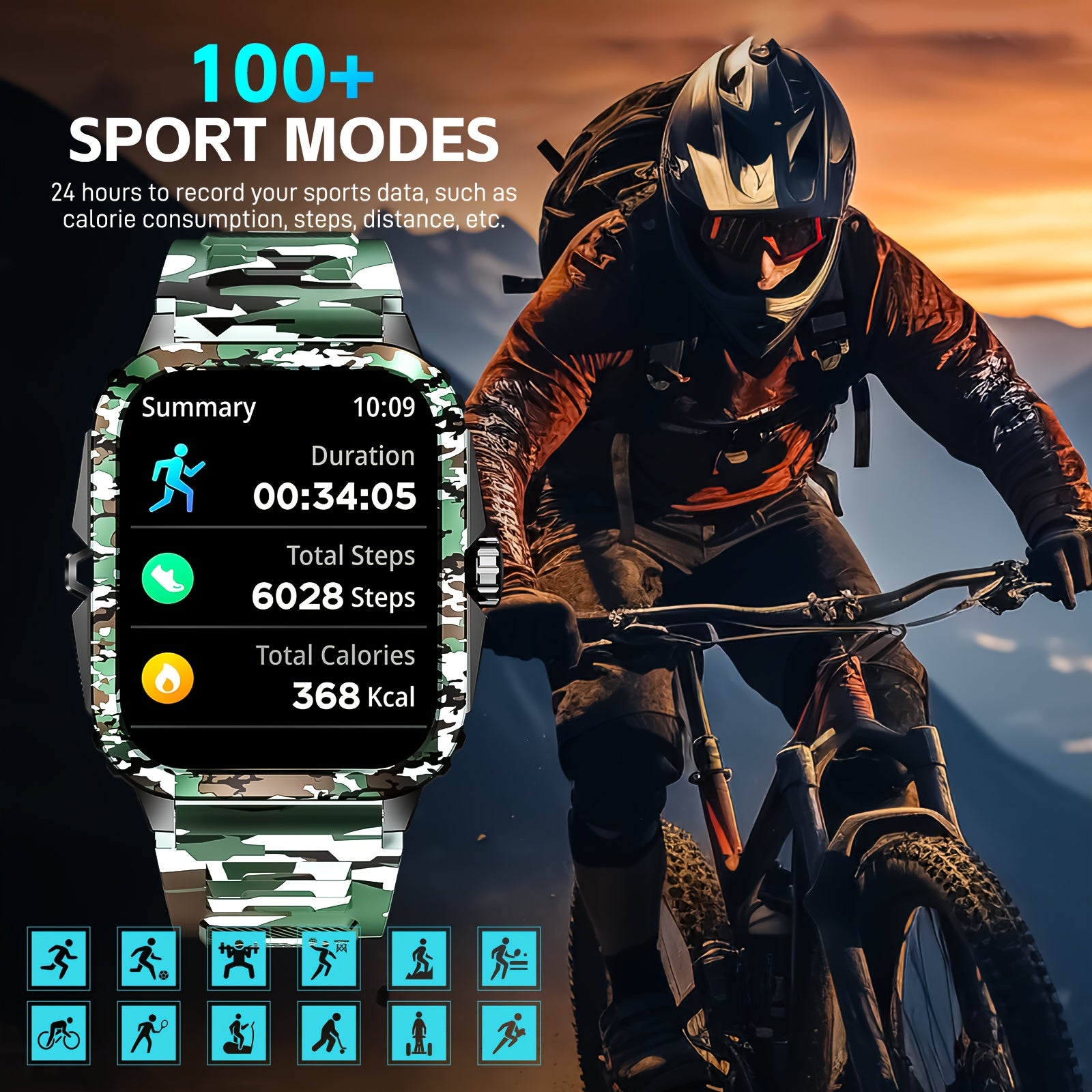 Classic Smart Watch 1.96' Display Calls Sports Modes Weather Tracking
