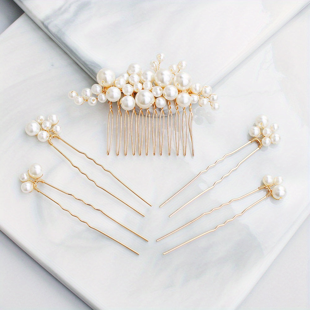 3PCS PACK Bridal Jewelry Hairpin Pearl U shaped Hairpin Bridesmaid Wedding Dress
