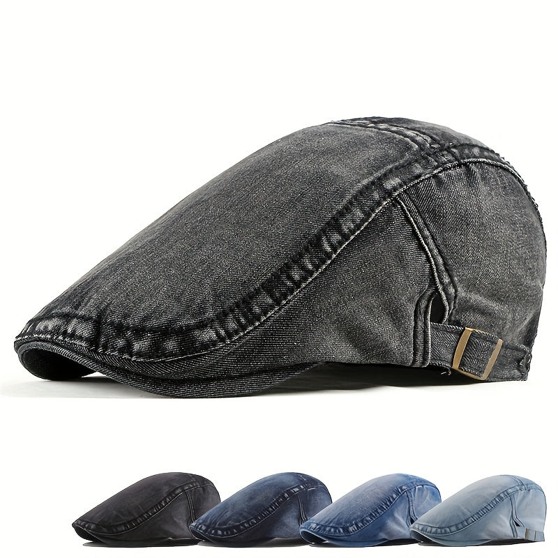 Men's Denim Newsboy Cap Casual Cabbie Beret