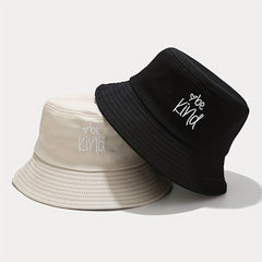 Unisex Sunshade Bucket Hat Heart Embroidery Double Sided Sun Hat