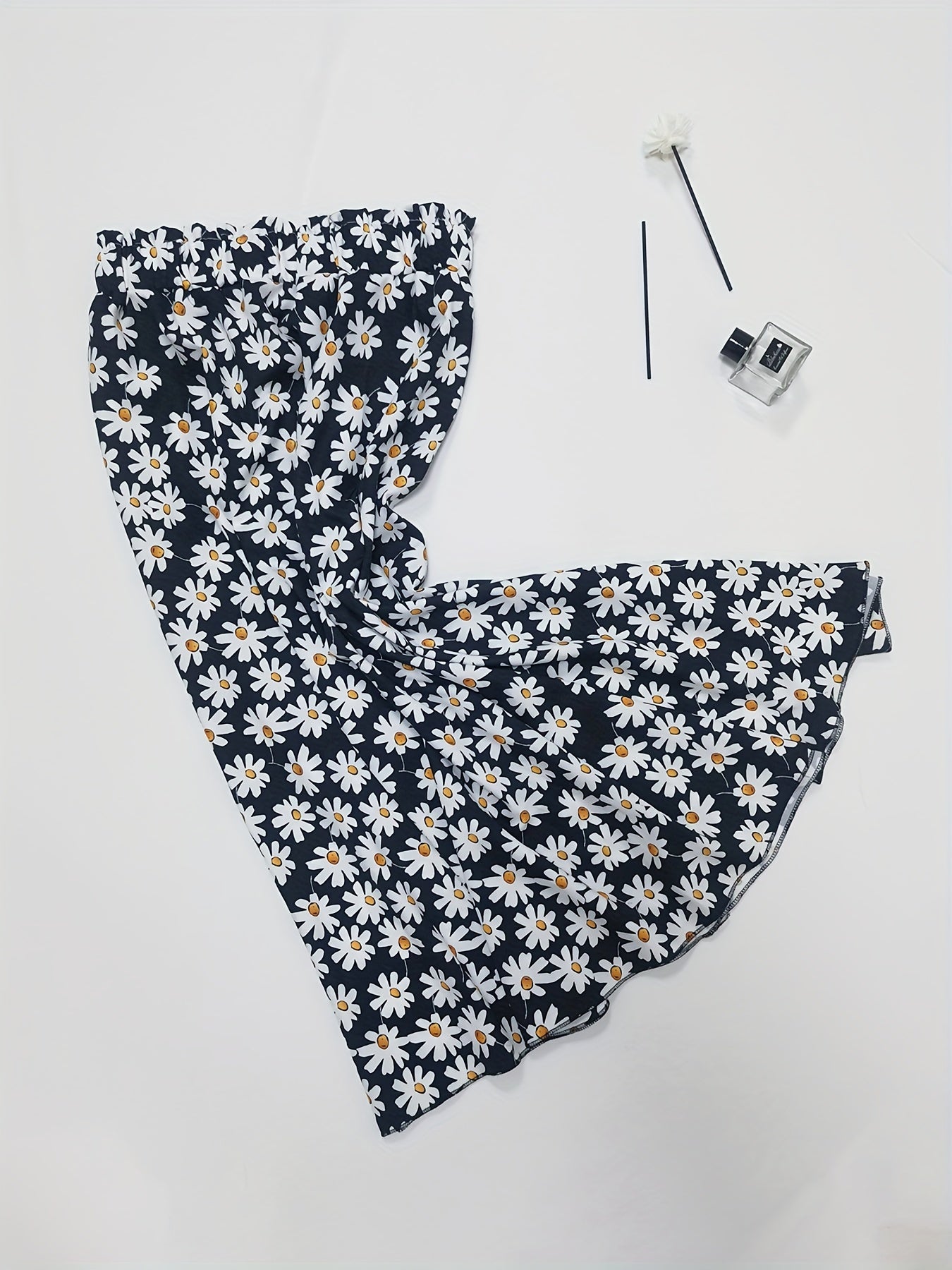 Daisy Print Skirt Elastic Waist Casual Skirt Women's Clothing