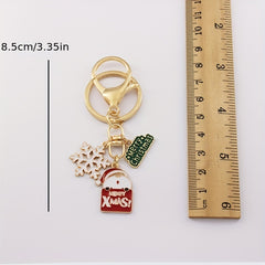 Christmas Series Cartoon Alloy Key Chain Ring Purse Bag Charm Car Ornament