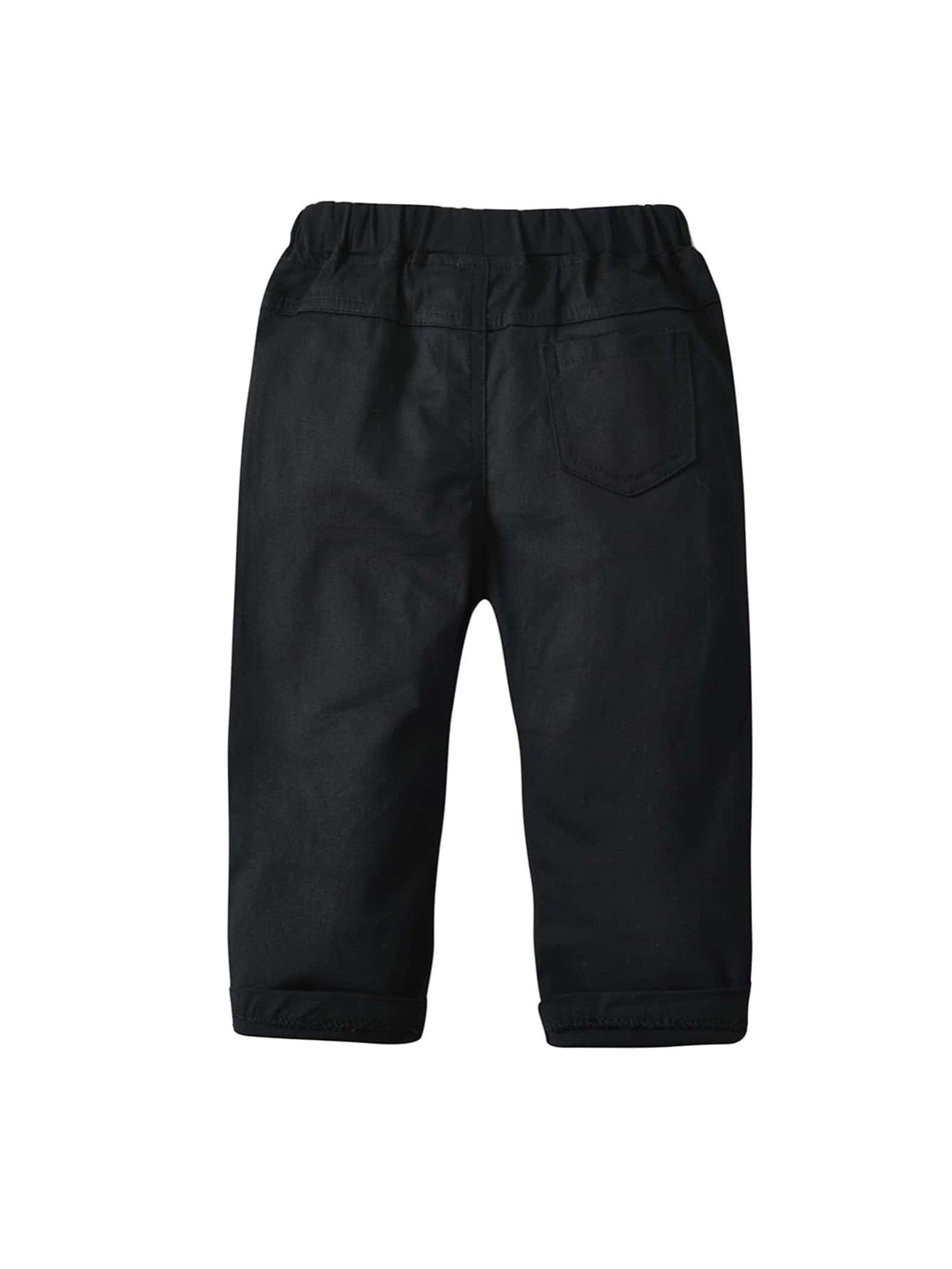 Kids Solid Elastic Waist Casual Pants