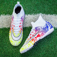 Unisex Turf Football Boots Anti Skid Breathable Lace Up Soccer Cleats