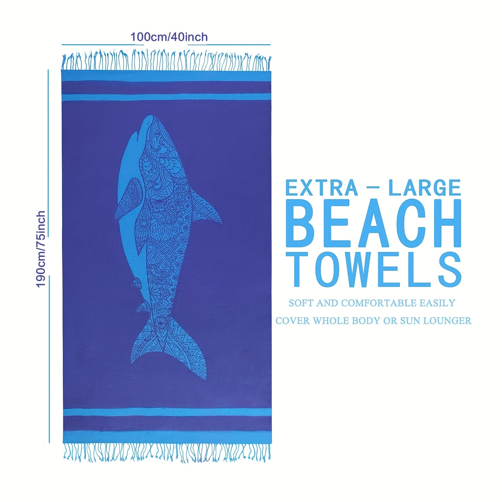 1pc Soundproof Beach Towel Oversized Quick Dry Tassel Travel Gym