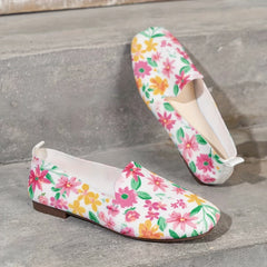 Women's Floral Print Flat Shoes Lightweight Slip On Shoes