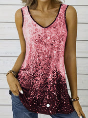Summer V Neck Tank Top Casual Sleeveless All Over Print Women's Clothing