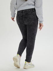 Ripped Button Fly High Stretch Jeans