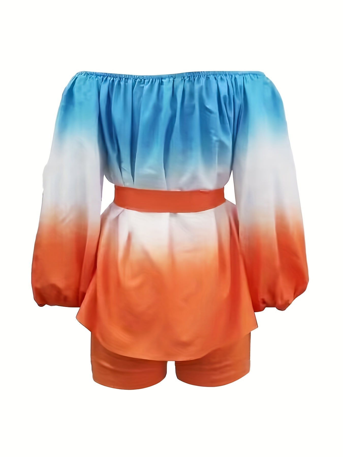 Tie Dye Matching Two piece Set Sexy Off Shoulder Tie Waist Top & Shorts Outfits
