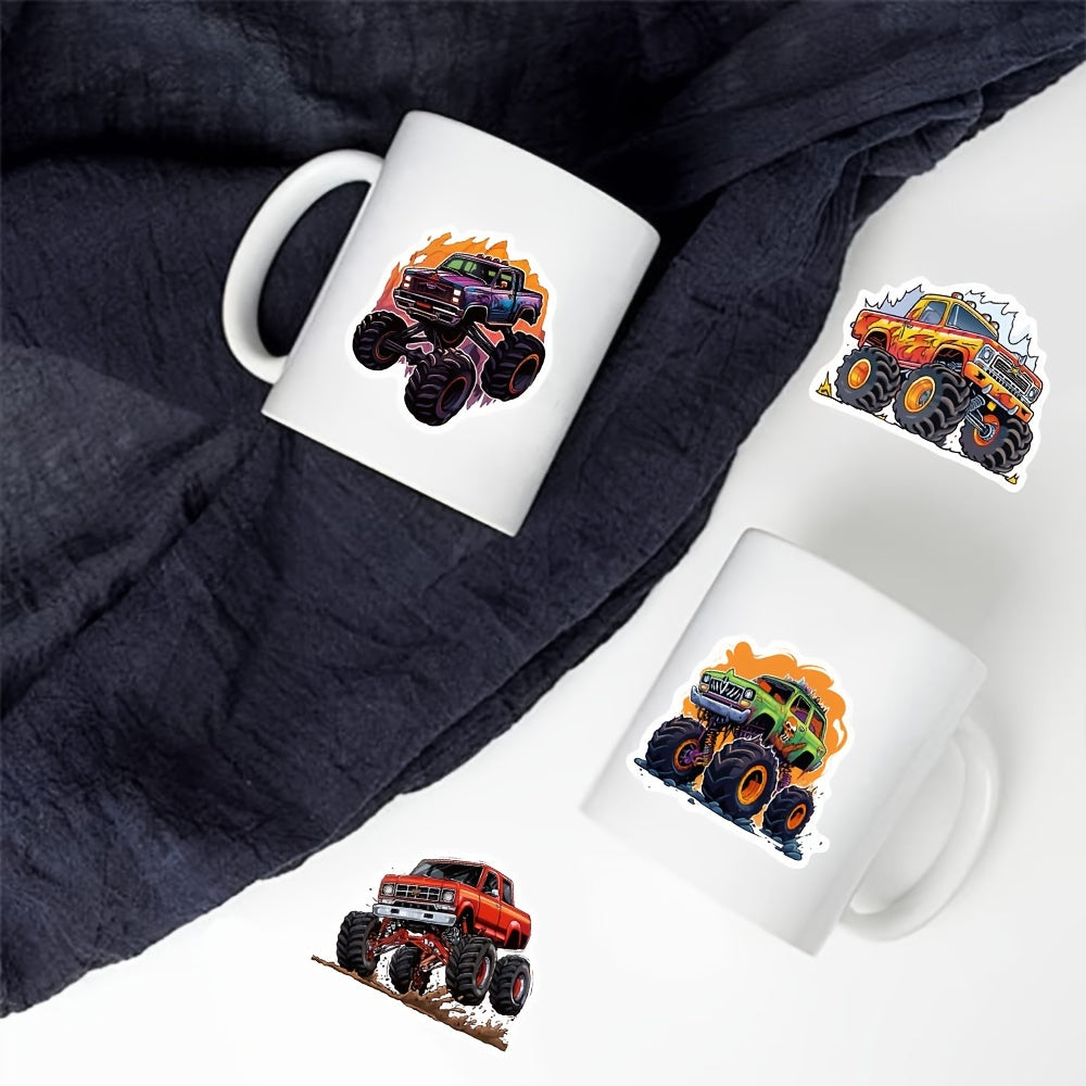 50pcs Monster Truck Series Waterproof Graffiti Stickers DIY Sticker Pack