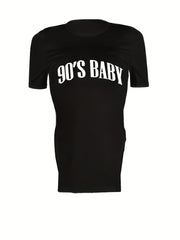 90's Baby Print Two Piece Outfit Casual T Shirt & Random Print Shorts