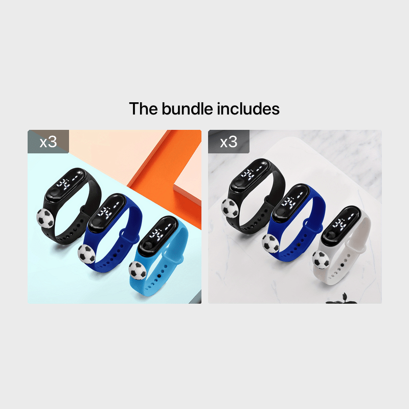Boys LED Touchable Cartoon Football Sports Watch