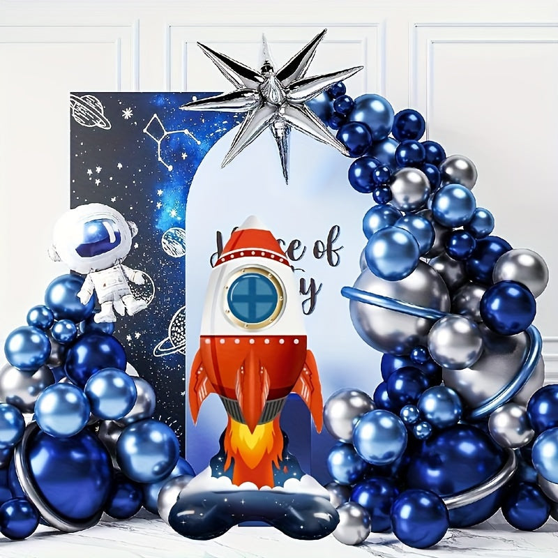 Inflatable Astronaut Rocket Balloon Happy Birthday Decor