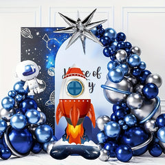 Inflatable Astronaut Rocket Balloon Happy Birthday Decor