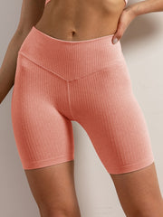 Ribbed High Stretch Sports Shorts Seamless Yoga Fitness Workout Shorts