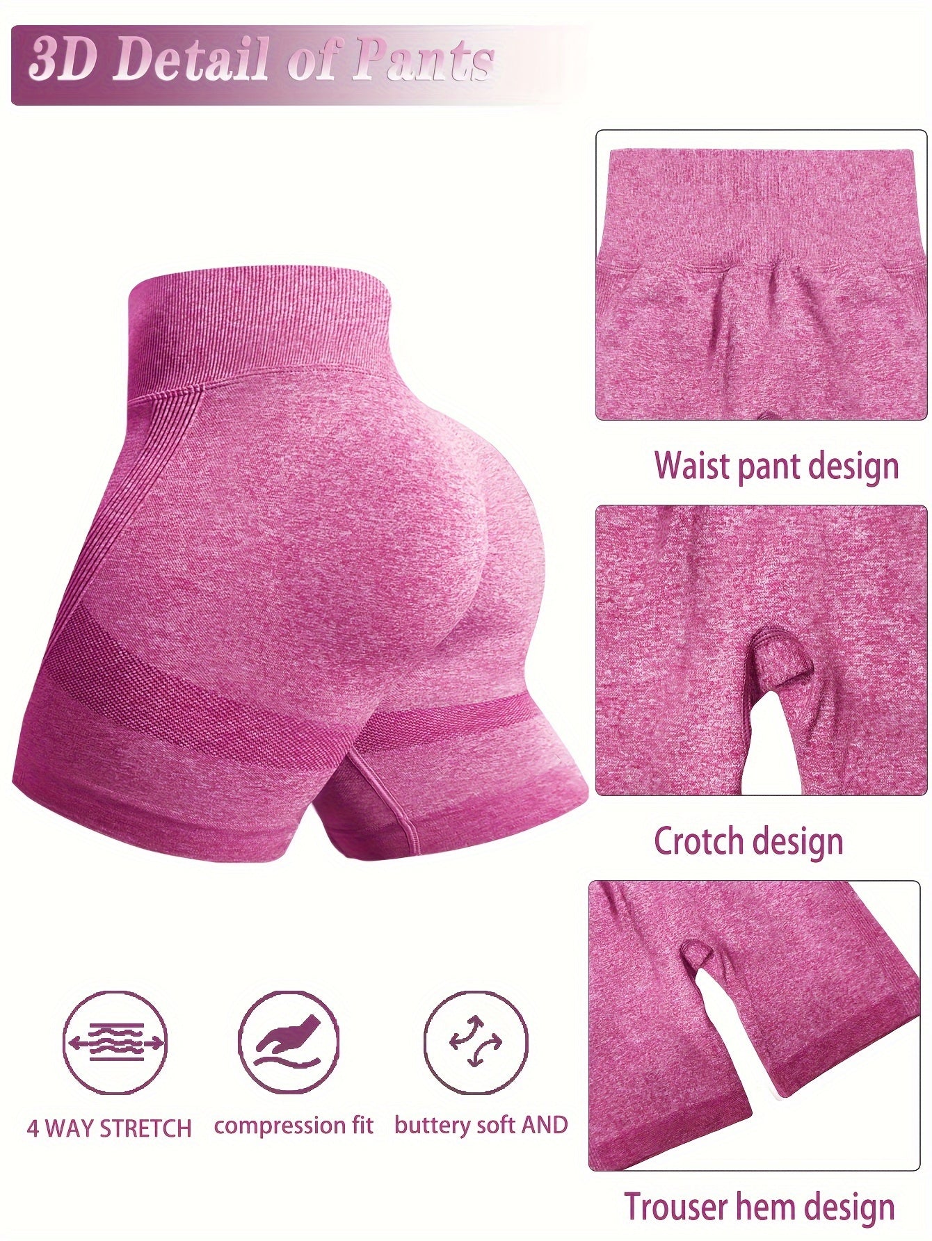 3pcs Seamless High Stretch Yoga Shorts Fitness Running Sports Women's Act