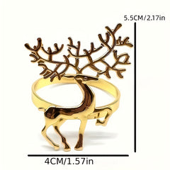Golden Deer Napkin Ring Cast Iron Polished Metal Rings