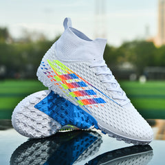 Boy's High Top Turf Football Boots Lace Up TF Soccer Cleats