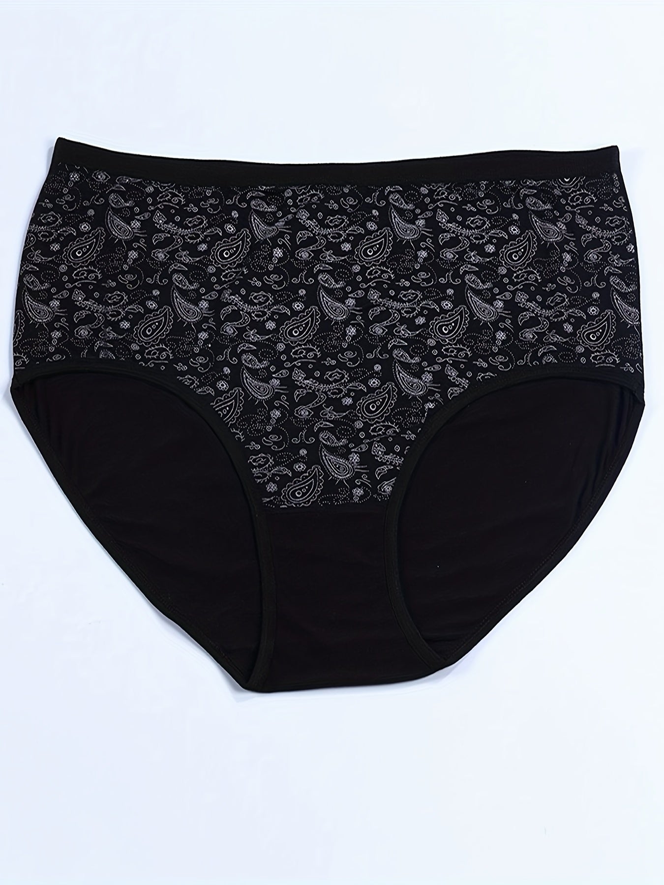 4 Pack Plus Size Boho Panties Set Women's Plus Paisley Print Underwear