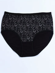 4 Pack Plus Size Boho Panties Set Women's Plus Paisley Print Underwear