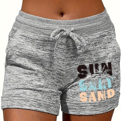 Sun Salt Sand Print Drawstring Shorts for Women