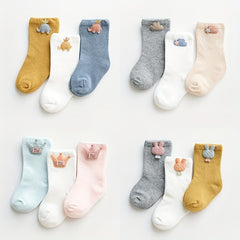 3 Pairs Cartoon Elephant Cloud Socks for Baby Girls Boys