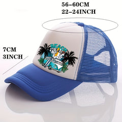 Summer Multicolor Beach Car Print Men's Peaked Cap