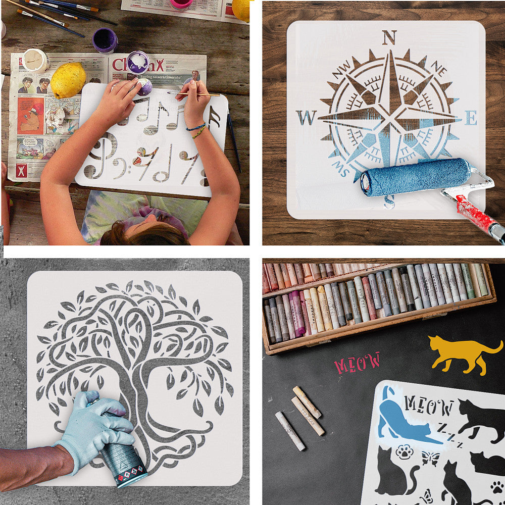 2pcs PET Hollow Out Stencils for Scrapbook 300x300mm