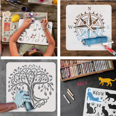 2pcs PET Hollow Out Stencils for Scrapbook 300x300mm