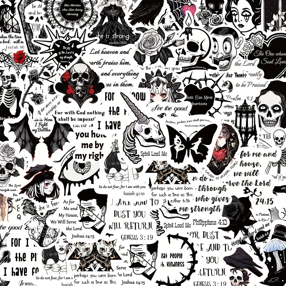 50pcs Gothic Bible Graffiti Stickers for Mobile Phone Cup Guitar Skateboard