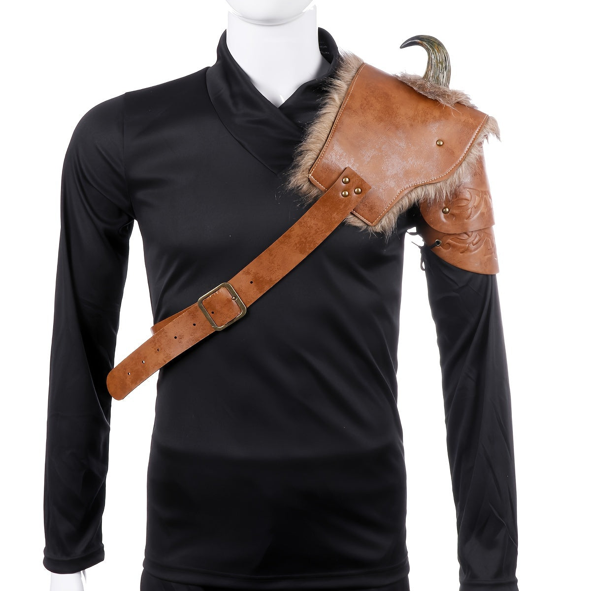 Vintage Brown Viking Shoulder Armor Halloween Cosplay Props