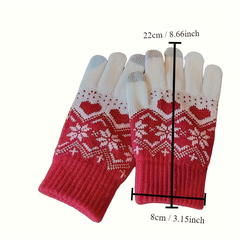 Snowflake Knitted Gloves Touch Screen Winter Thickened