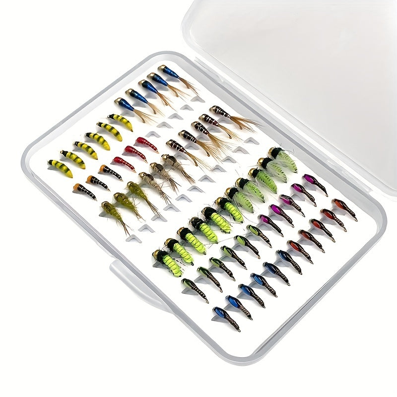 61pcs Hand Tied Fly Fishing Flies Assortment for Trout Dry Wet Flies Scud Nymphs