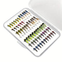 61pcs Hand Tied Fly Fishing Flies Assortment for Trout Dry Wet Flies Scud Nymphs