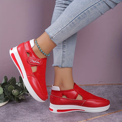 Women's Hook & Loop Sports Shoes Breathable Cut out Chunky Shoes
