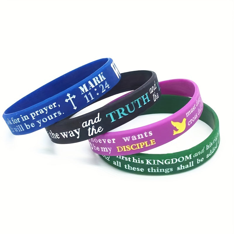 Christian WWJD Bible Verse Rubber Bracelet Silicone Wristband