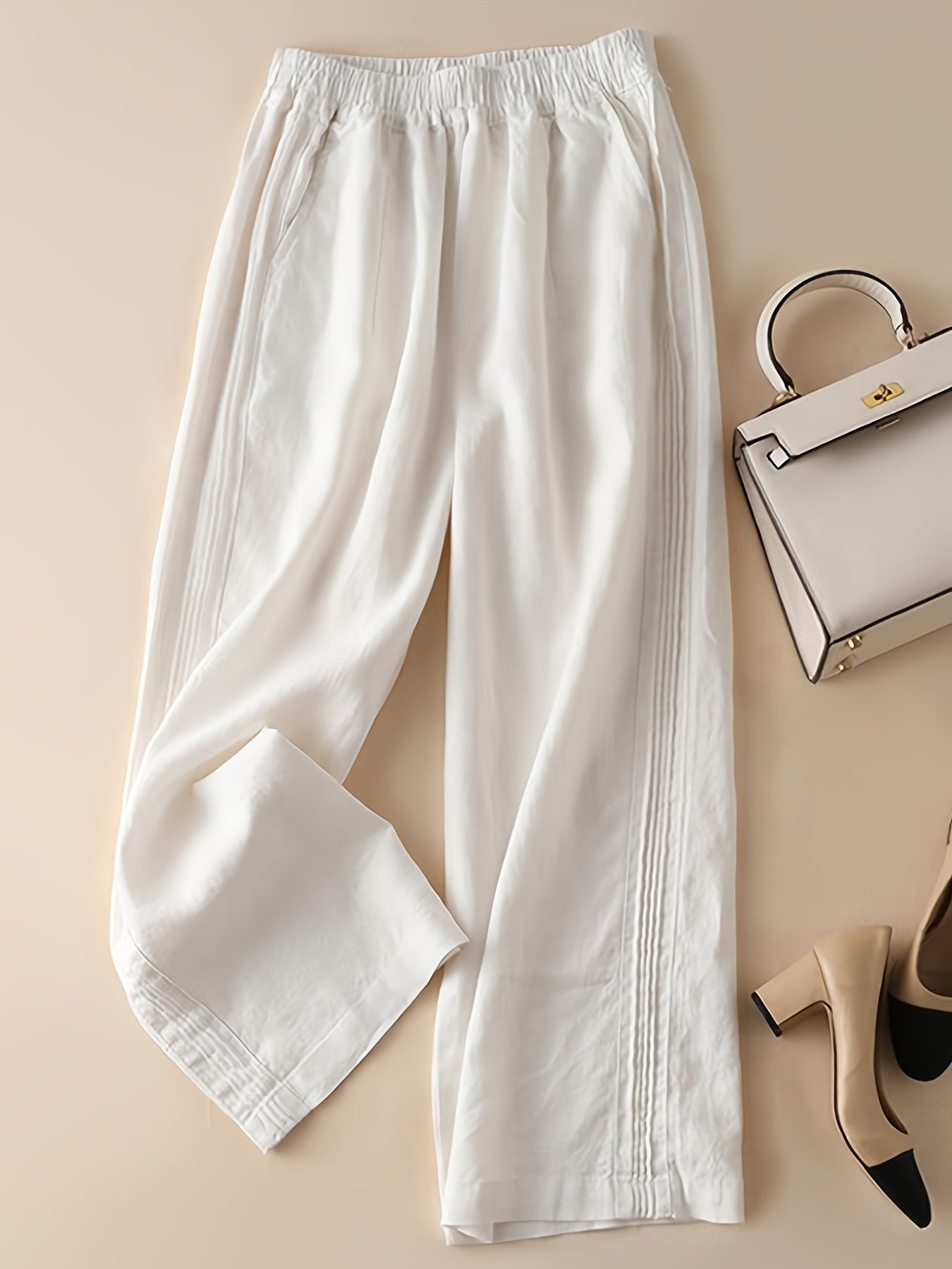 Wide Leg Elastic Waist Casual Summer Pants